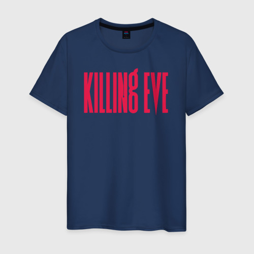 Мужская футболка хлопок Killing Eve logo, цвет темно-синий