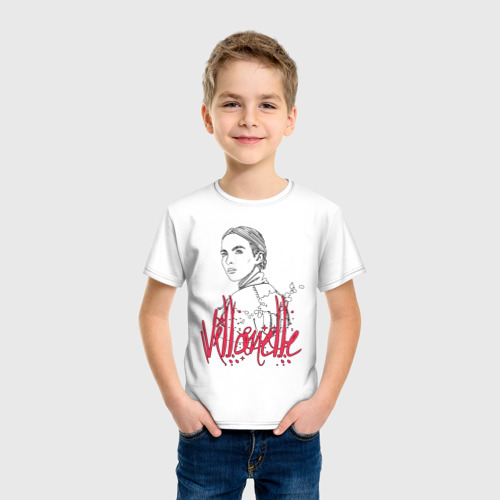 Детская футболка хлопок с принтом Villanelle, фото на моделе #1