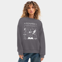 Женский свитшот oversize без начеса хлопок Политех - фото 2