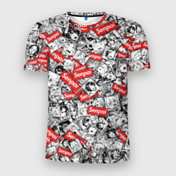 Мужская футболка 3D Slim Senpai ahegao