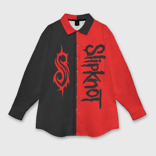 Мужская рубашка оверсайз с принтом Slipknot, вид спереди №1