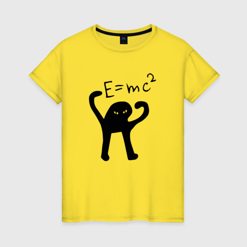 Женская футболка хлопок с принтом ЪУЪ СЪУКА E=mc2, вид спереди #2