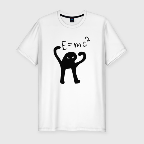 Мужская приталенная футболка из хлопка с принтом ЪУЪ съука e=mc2, вид спереди №1