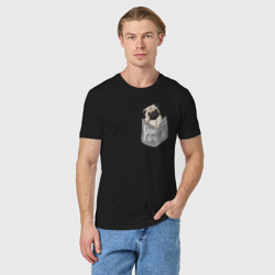 Мужская футболка хлопок Мопс в кармане - фото 2