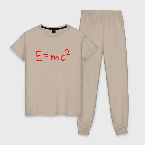 Женская пижама хлопок с принтом E=mc2, вид спереди #2