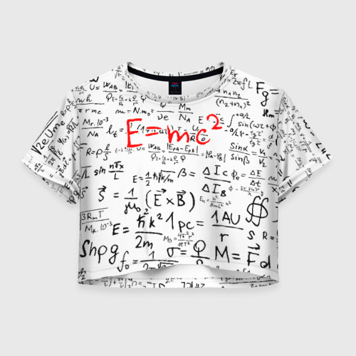 Женская футболка Crop-top 3D E=mc2 редач, цвет 3D печать