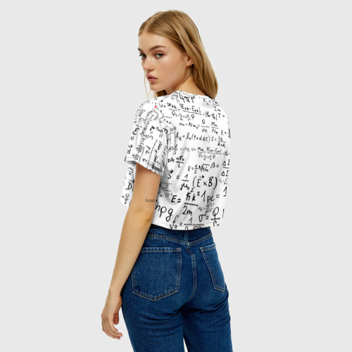 Женская футболка Crop-top 3D E=mc2 редач, цвет 3D печать - фото 5