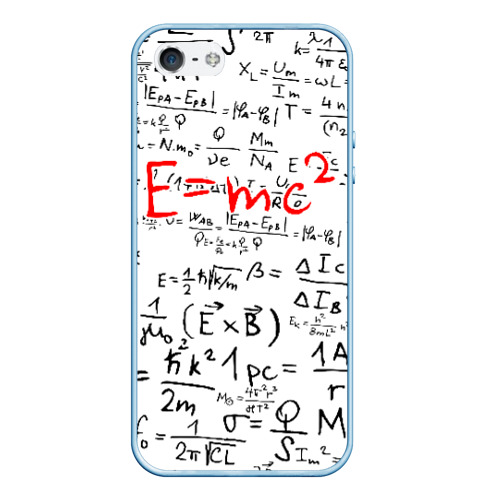 Чехол для iPhone 5/5S матовый E=mc2 редач, цвет голубой
