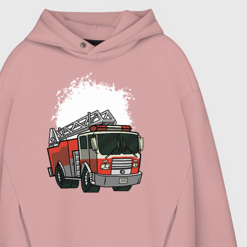 Мужское худи Oversize хлопок Пожарная Машина, цвет пыльно-розовый - фото 4