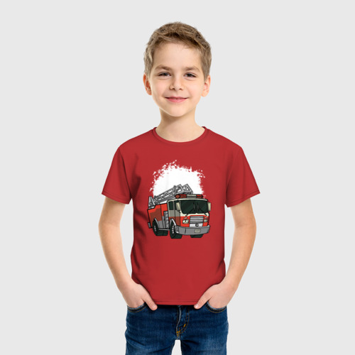 Детская футболка хлопок Пожарная Машина, цвет красный - фото 3