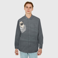 Мужская рубашка oversize 3D Карманный   мопс - фото 2