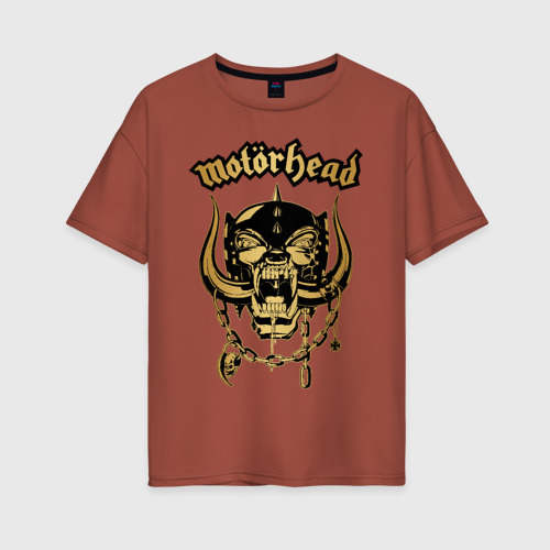 Женская футболка хлопок Oversize Motorhead, цвет кирпичный