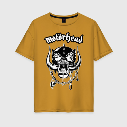 Женская футболка хлопок Oversize Motorhead, цвет горчичный