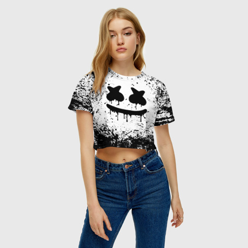 Женская футболка Crop-top 3D Marshmello melt Маршмелло, цвет 3D печать - фото 3