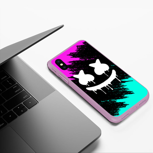 Чехол для iPhone XS Max матовый Marshmello melt Маршмелло неон, цвет сиреневый - фото 5