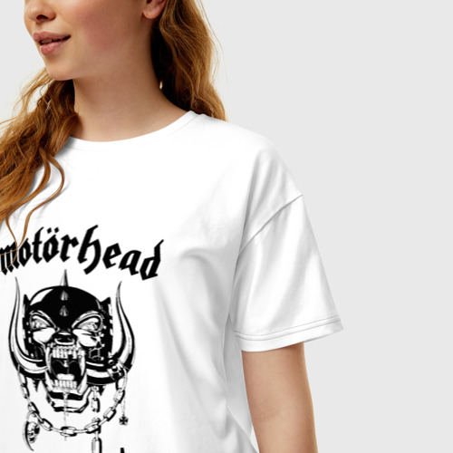 Женская футболка хлопок Oversize Motorhead, цвет белый - фото 3