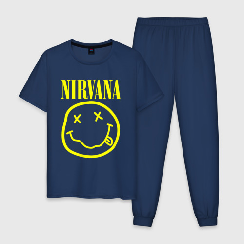 Мужская пижама хлопок Nirvana Нирвана, цвет темно-синий