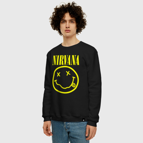 Мужской свитшот хлопок Nirvana Нирвана, цвет черный - фото 3