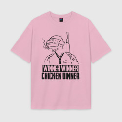 Женская футболка Oversize хлопок texturе PUBG на спине