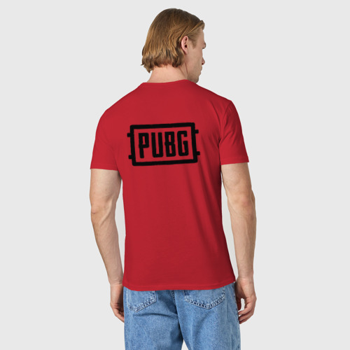 Мужская футболка хлопок PUBG на спине, цвет красный - фото 4