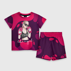 Детский костюм с шортами 3D Девушка боксер