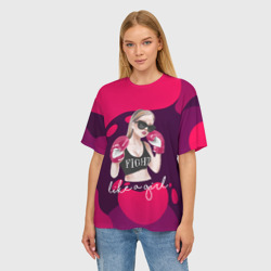 Женская футболка oversize 3D Девушка боксер - фото 2