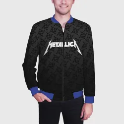 Мужской бомбер 3D Metallica on black pattern shuriken logo - фото 2