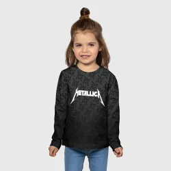 Детский лонгслив 3D Metallica on black pattern shuriken logo - фото 2