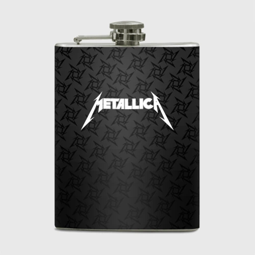 Фляга Metallica on black pattern shuriken logo