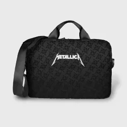 Сумка для ноутбука 3D Metallica on black pattern shuriken logo