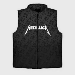 Мужской жилет утепленный 3D Metallica on black pattern shuriken logo