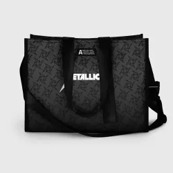Сумка-шоппер 3D Metallica on black pattern shuriken logo