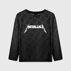 Детский лонгслив 3D Metallica on black pattern shuriken logo