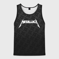 Мужская майка 3D Metallica on black pattern shuriken logo