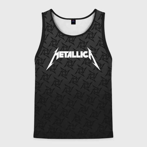 Мужская майка 3D Metallica on black pattern shuriken logo