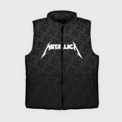 Женский жилет утепленный 3D Metallica on black pattern shuriken logo