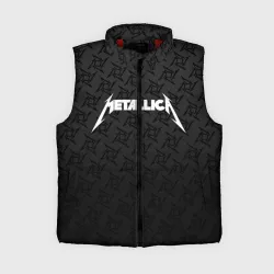 Женский жилет утепленный 3D Metallica on black pattern shuriken logo