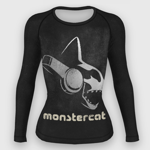 Женский рашгард 3D с принтом Monstercat, вид спереди #2