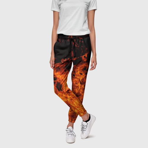 Женские брюки 3D с принтом Огонь, фото на моделе #1