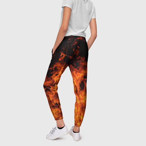 Женские брюки 3D с принтом Огонь, вид сзади #2