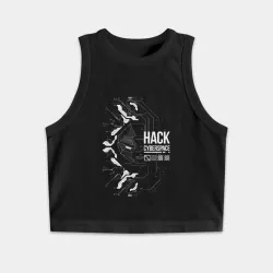 Женская укороченная майка-топ хлопок Hack Cyberspace