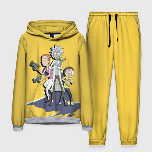 Мужской костюм 3D (с толстовкой) Summer, Rick, Morty, цвет меланж