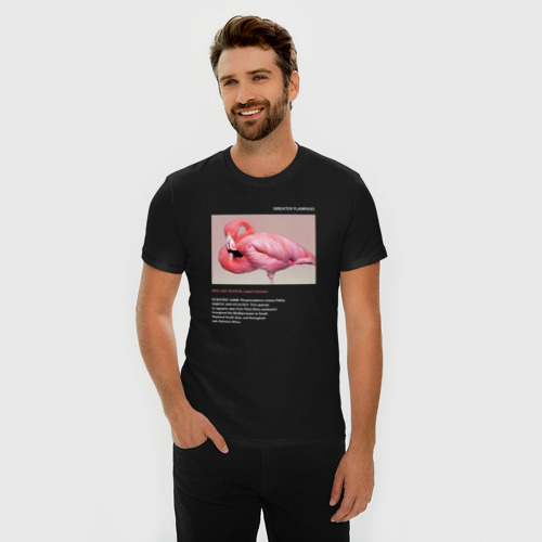 Мужская футболка хлопок Slim Greater Flamingo, цвет черный - фото 3