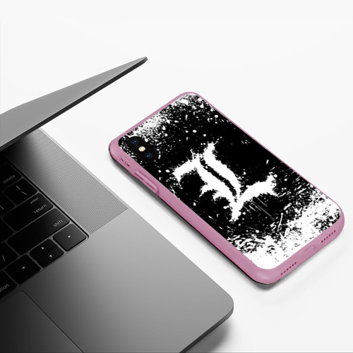 Чехол для iPhone XS Max матовый L letter кляксы, цвет розовый - фото 5