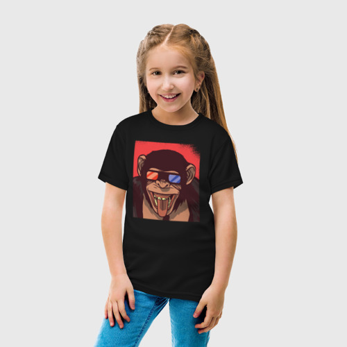 Детская футболка хлопок Обезьяна 3D, цвет черный - фото 5