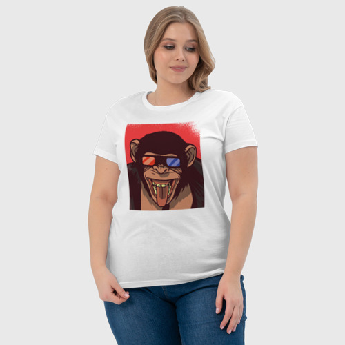 Женская футболка хлопок Обезьяна 3D - фото 6