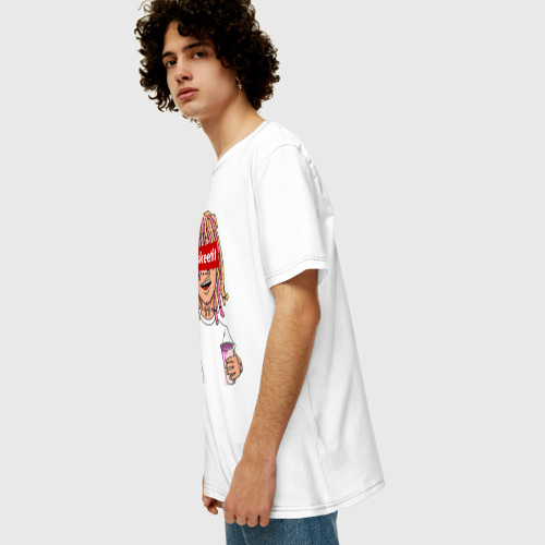 Мужская футболка хлопок Oversize Lil Pump, цвет белый - фото 5