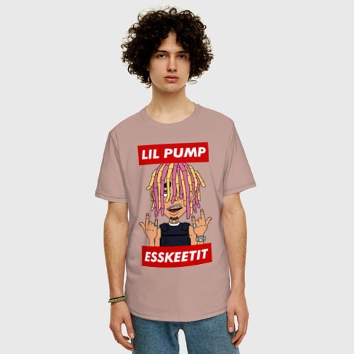 Мужская футболка хлопок Oversize Lil Pump, цвет пыльно-розовый - фото 3