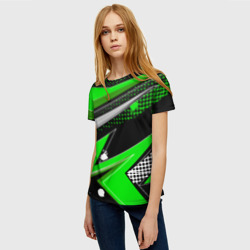 Женская футболка 3D Зеленая краска - фото 2