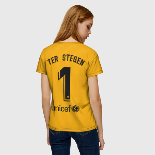 Женская футболка 3D с принтом Ter Stegen home gk 19-20, вид сзади #2